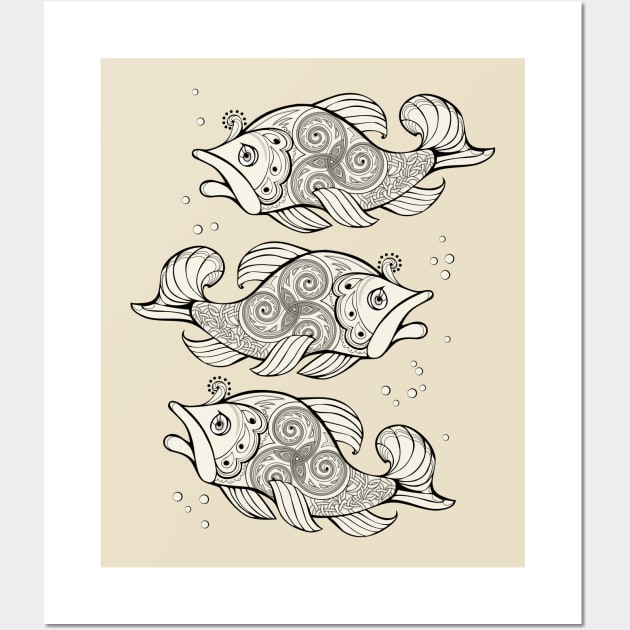 Fishes with Celtic trickle Wall Art by Artist Natalja Cernecka